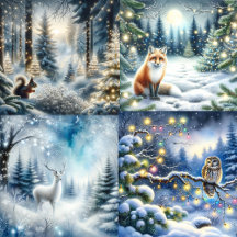 Whimsical Animals in Enchanted Forest Christmas