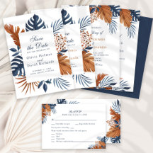 Midnight Blue Monstera Wedding Collection
