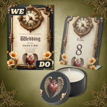 Vintage elegance: an elegant clock and heart. 