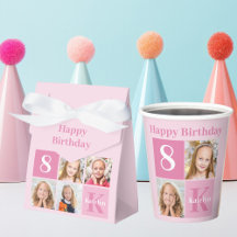 Cute Pink Girls Photo Collage Birthday Party