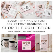Blush Pink Nail Stylist Script Font Business Kit