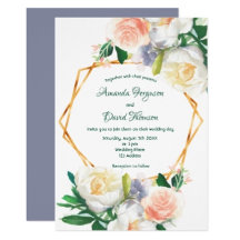 Wedding invitation suite - romantic florals blue
