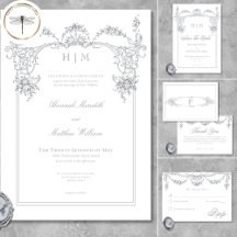 Elegant French Gray Victorian Chinoiserie Wedding