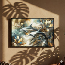 Golden Waves & Dolphins Dreamscape