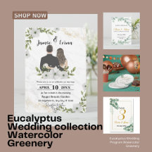Eucalyptus Wedding Program Watercolor Greenery