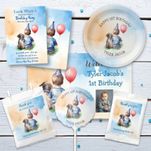 Cute Baby Boy and Puppy 1st Birthday Party