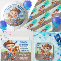 Western Party Little Cowboy With Horse 1