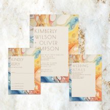 Abstract Sea Waves Sand Stones Beach Wedding Set