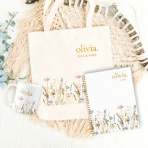 Wildflower Monogram Name Elegant Floral Gift Ideas