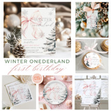 Winter Onederland Pines & Bow Girst 1st Birthday