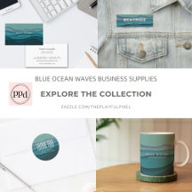 Modern Blue Ocean Waves Business Supplies