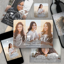 Photos & White Script Graduation Celebration