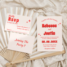 Retro Vintage Coral Typography Wedding