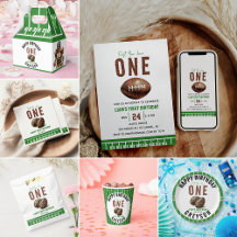 Watercolor Football First Year Down | 1st Birthday