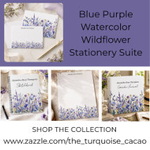 Blue Purple Watercolor Wildflower Stationery Suite