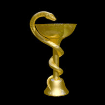 Classy Medical Snake Bowl Hygieia Gold Caduceus