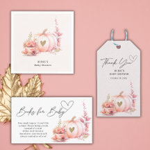 Autumn Pink Pumpkin Girl Baby Shower 