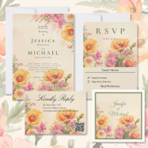 Poppies peach, pink, tangerine, wedding planner 