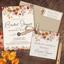 Fall Foliage Autumn Colors on Ivory Bridal Shower