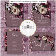 Modern Burgundy & Cream Peonies Floral Wedding