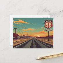 Vintage Route 66 Road Trip Illustration