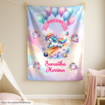 Pastel Unicorn Baby Shower Custom Blanket 109B