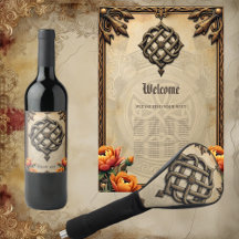 Celtic art and floral splendor in warm tones. 