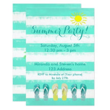 Summer and pool party invitations