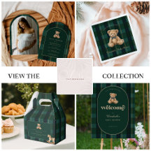 Vintage Teddy Bear Plaid Polo Baby Shower