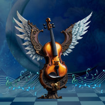 Wonderful elegant violin with wings.