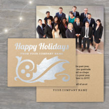 Elegant Holly No Logo Business Holiday Cards