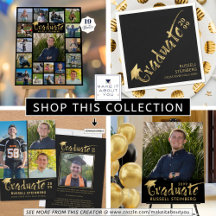 Graduate Gold Brushstroke Photo Black