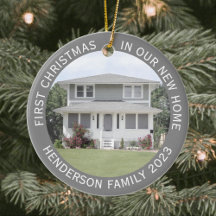 New Home First Christmas Modern Photo Ornaments