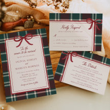 Christmas Bow · Burgundy Green Plaid Wedding