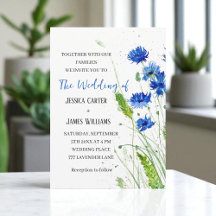 Cornflowers Blue flowers Watercolor Wedding