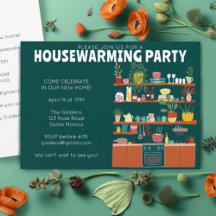 Cute Kitchen Housewarming Moving Announcement