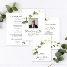 Green English Ivy Vine Watercolor Funeral Memorial