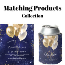 Birthday - Navy blue - gold balloons