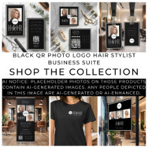 Black QR Photo Logo Hair Stylist Business Suite