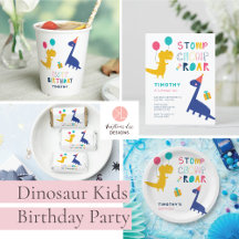 Dinosaur Birthday Kids Cute Whimsical Party