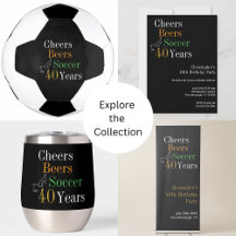 40th Birthday Soccer Cheers Beers Party Supplies