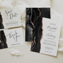 Modern Black Rose Gold Agate Wedding Suite