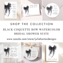 Black Coquette Bow Watercolor Bridal Shower
