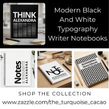 Modern Black And White Typography Writer Notebooks