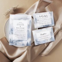 Dusty Blue Winter Forest Wedding