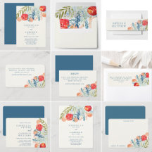 Botanical Ivory Red Floral Wedding Suite