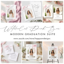 Modern Pink Bow Script Graduation Suite