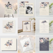Elegant Dusty Purple Watercolor Floral Wedding