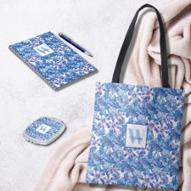 Monogram Blue Floral Home Decor and Accessories