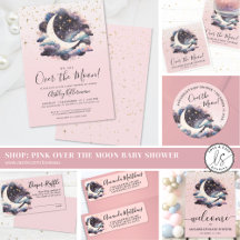 Over The Moon Pink Girl Baby Shower Theme